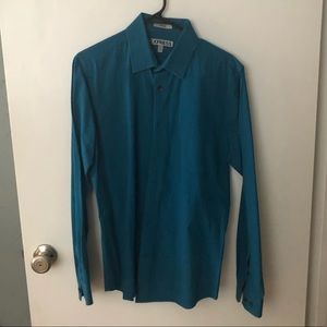 Express Teal Striped Button-up